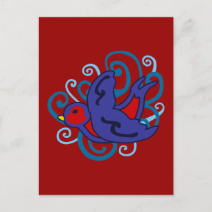 Swirly Swallow Postcard