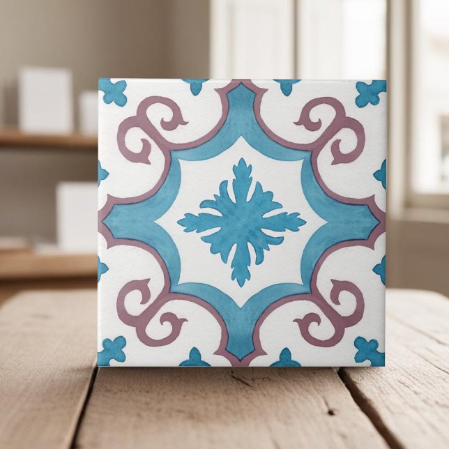 Swirly teal blue moroccan mediterranean style tile (Creator Uploaded)