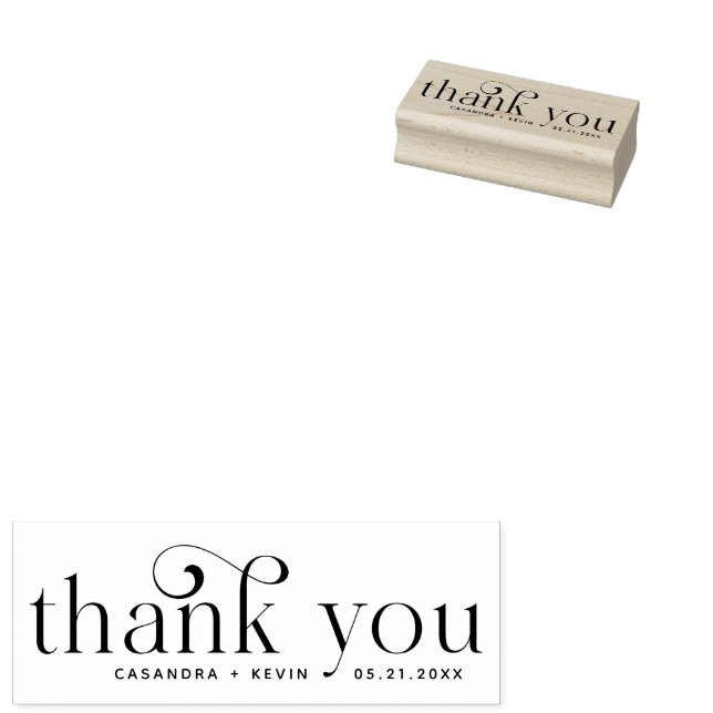 Swirly Thank You Wedding Rubber Stamp (Stamped)