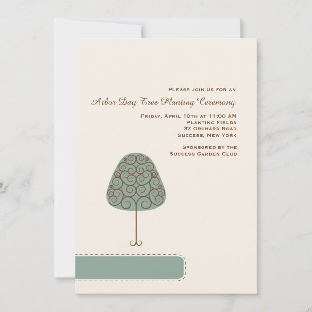 Swirly Tree Arbor Day Invitation (Front)