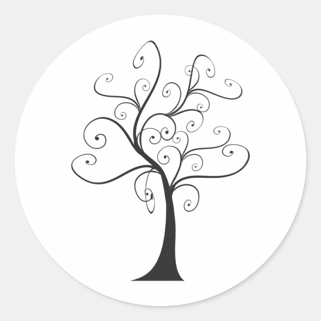 Swirly Tree Classic Round Sticker (Front)