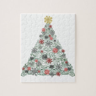 Swirly Tree Decorated Jigsaw Puzzle