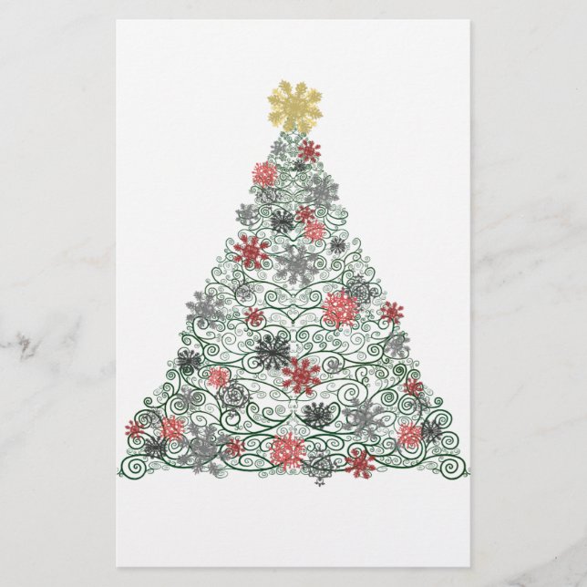 Swirly Tree Decorated Stationery (Front)