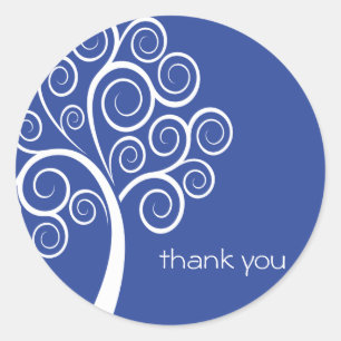 Swirly Tree Thank You Sticker (Navy Blue)