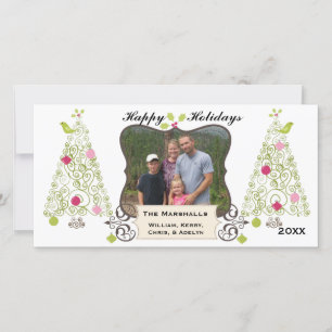 Swirly Trees Custom Holiday Photo Card
