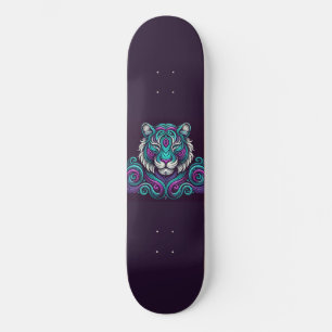 Swirly Turq & Purple Tiger Skateboard