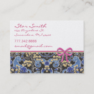Swirly Vintage Animal Print Blue Tan Raspberry Business Card