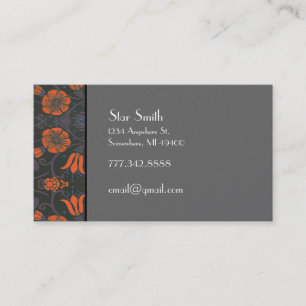 Swirly Vintage Floral Orange and Plum Business Card