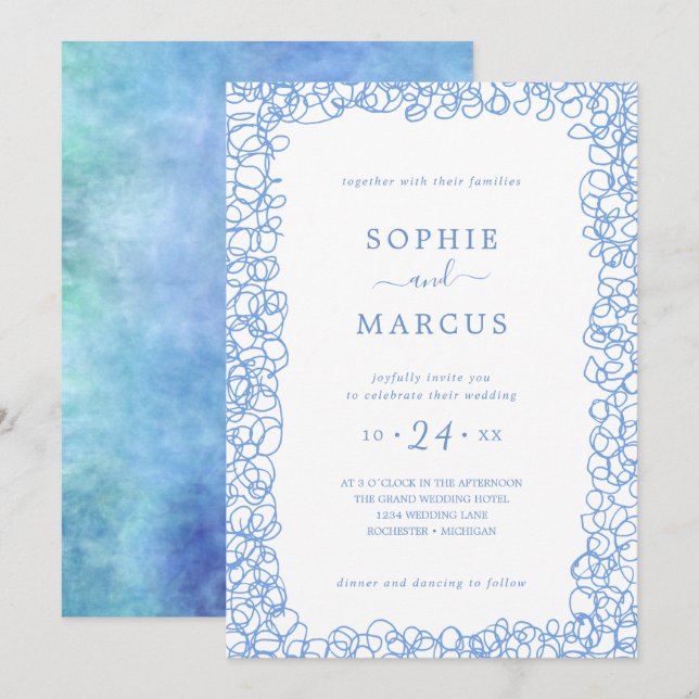Swirly wedding invitation (Front/Back)