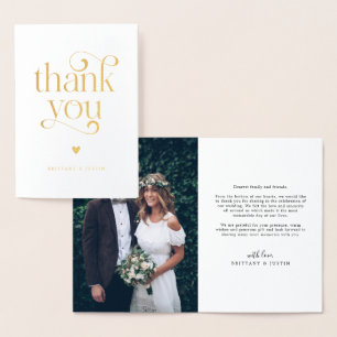 Swirly Wedding Thank You Photo Foil Card