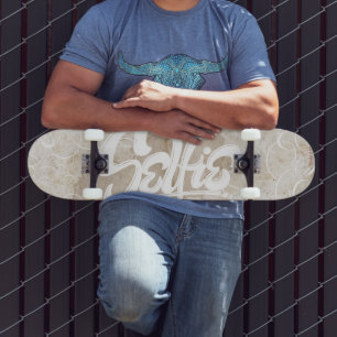 Swirly White Graffiti Selfie Street Art Lettering Skateboard