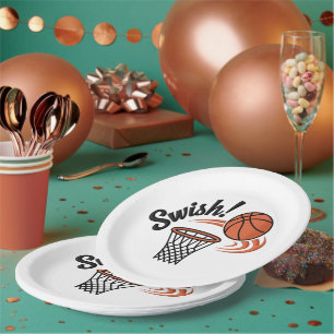 Swish Slam Dunk: Vintage Basketball Style Paper Plate