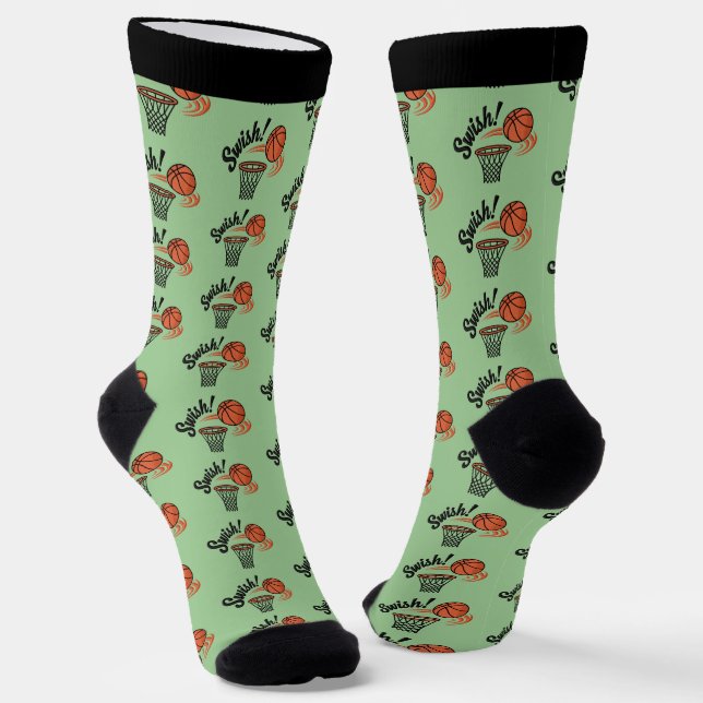 Swish Slam Dunk: Vintage Basketball Style Socks (Angled)
