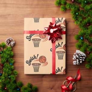 Swish Slam Dunk: Vintage Basketball Style Wrapping Paper