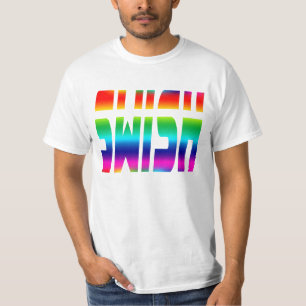 Swish with rainbow coloured letters. T-Shirt