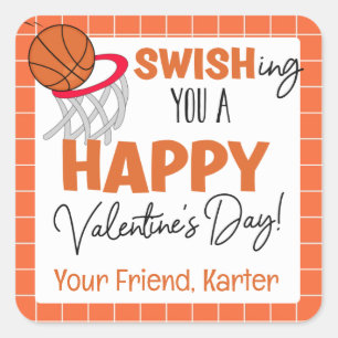 Swishing you a Happy Valentine's Day Square Sticker