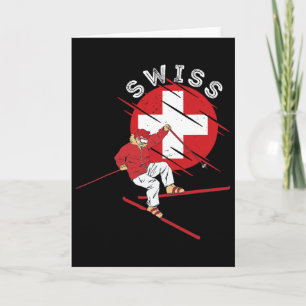 Swiss Alpine Skiing Schweiz Roots Switzerland Flag Card