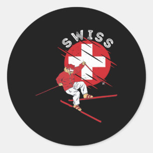 Swiss Alpine Skiing Schweiz Roots Switzerland Flag Classic Round Sticker