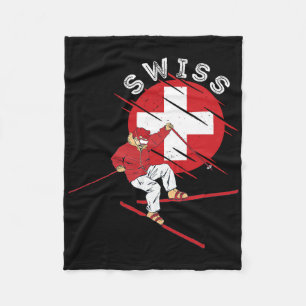 Swiss Alpine Skiing Schweiz Roots Switzerland Flag Fleece Blanket