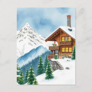 Swiss Alps Chalet Winter Mountain Travel Souvenir Postcard