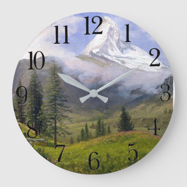 Swiss Alps Matterhorn Mountain Meadow Clock (Front)