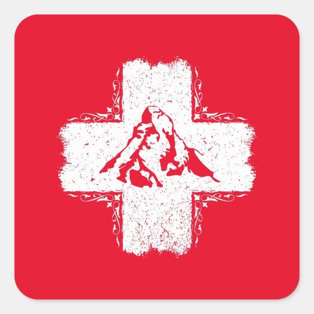 Swiss Alps Matterhorn - Switzerland  Square Sticker (Front)
