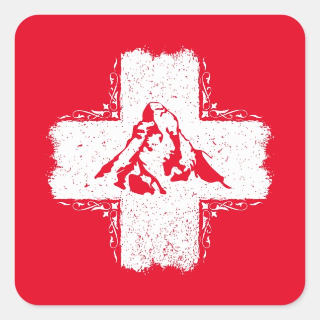 Swiss Alps Matterhorn - Switzerland  Square Sticker (Front)
