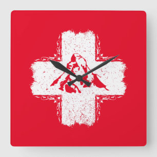 Swiss Alps Matterhorn - Switzerland  Square Wall Clock
