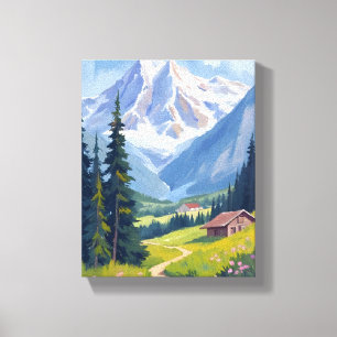 Swiss Alps Mountain Hillside Switzerland Travel Canvas Print
