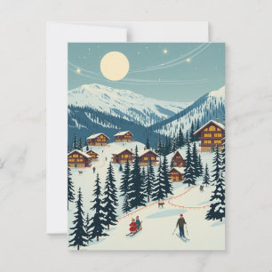 Swiss Alps Ski Village Winter Mountain Travel Postcard