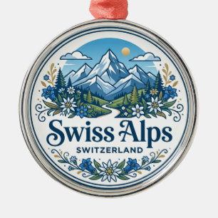 Swiss Alps Switzerland Metal Tree Decoration