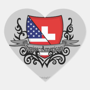 Swiss-American Shield Flag Heart Sticker
