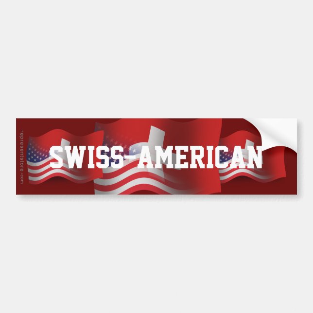Swiss-American Waving Flag Bumper Sticker (Front)