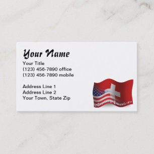 Swiss-American Waving Flag Business Card
