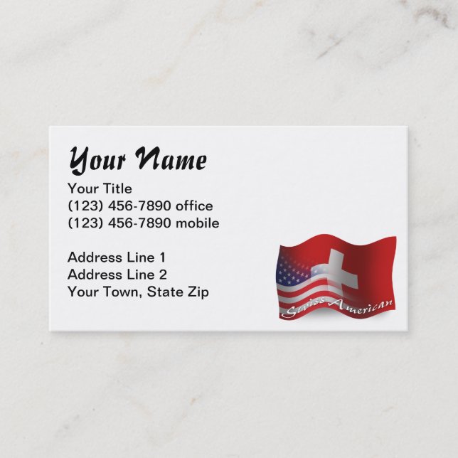Swiss-American Waving Flag Business Card (Front)
