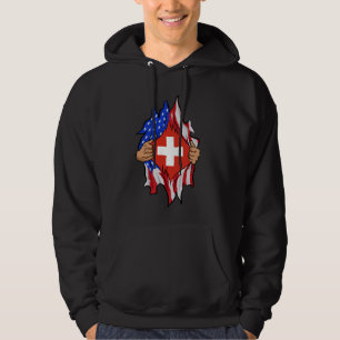 Swiss Blood Inside Me Proud Switzerland Flag Hoodie