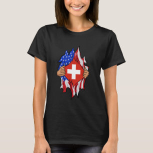 Swiss Blood Inside Me Proud Switzerland Flag T-Shirt