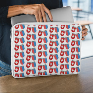 Swiss & Canton Ticino Flags Laptop Sleeve