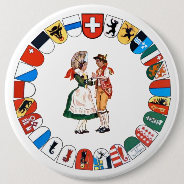 Swiss cantons and dancers button (Front)