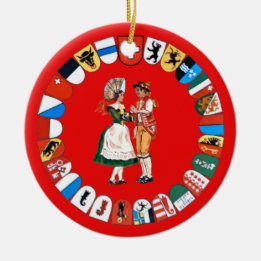 Swiss cantons and dancers ceramic tree decoration