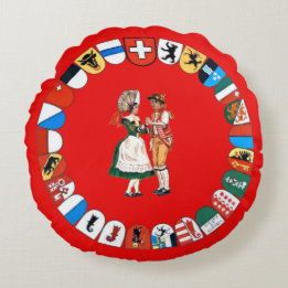 Swiss cantons and dancers round cushion