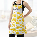 Swiss Cheese Add Your Shop Chef Name Custom Apron<br><div class="desc">Fun apron featuring a pattern of yellow cheese wedges and two lines of custom text. Add a person's name, cheese shop owner or restaurant name, cafe or shop name or delete the text and rectangle and just use the pattern. Perfect for budding chefs, cheese aficionados, parties, special events, caterers, host/hostess...</div>