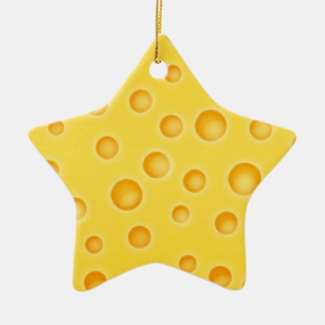 Swiss Cheese Cheezy Texture Pattern Ceramic Tree Decoration (Front)