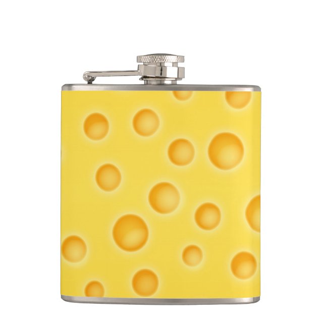 Swiss Cheese Cheezy Texture Pattern Hip Flask (Front)
