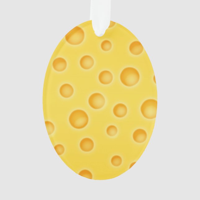 Swiss Cheese Cheezy Texture Pattern Ornament (Back)