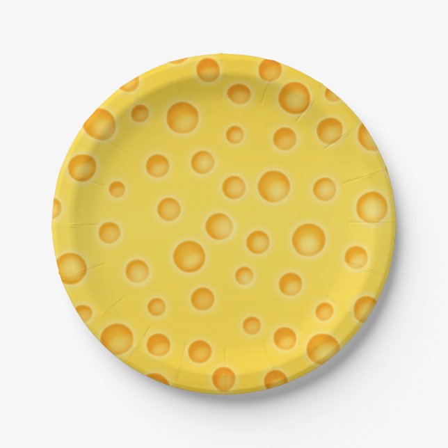 Swiss Cheese Cheezy Texture Pattern Paper Plate (Front)