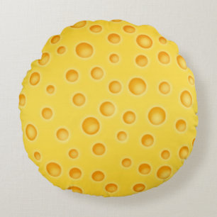 Swiss Cheese Cheezy Texture Pattern Round Cushion