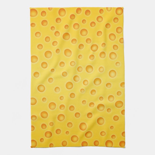 Swiss Cheese Cheezy Texture Pattern Tea Towel (Vertical)