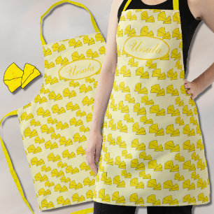 Swiss Cheese Doodle Yellow Apron with Name