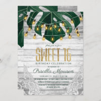 Swiss Cheese Leaf String Lights Lace Gold Sweet 16